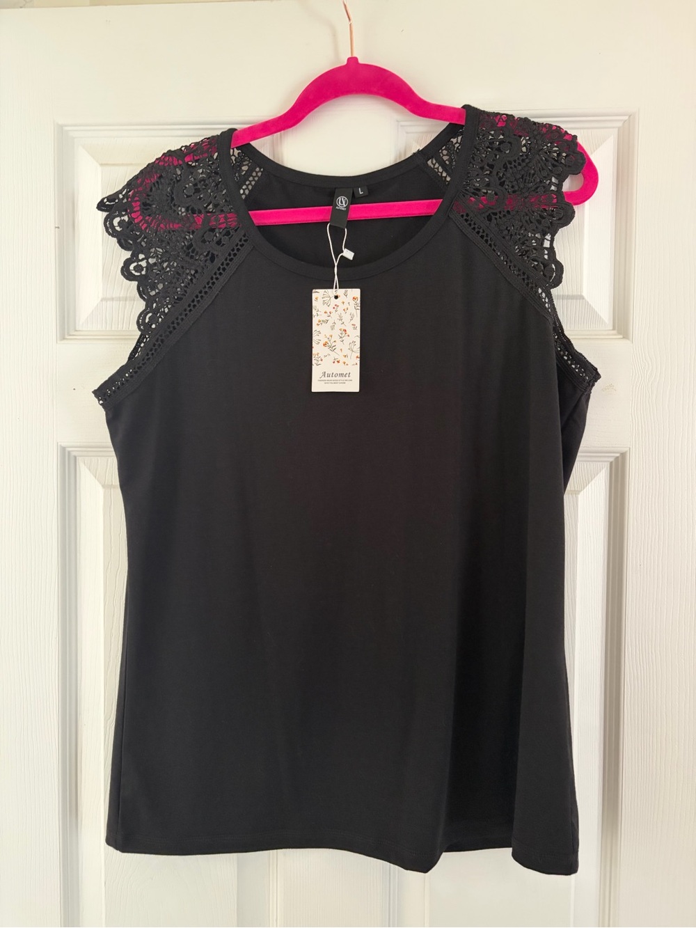 Women's Black Lace Shoulder Tank Top